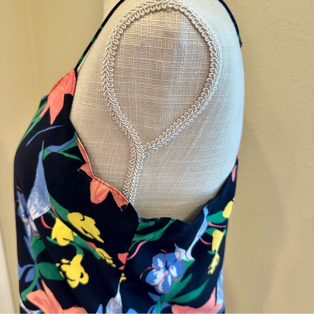 J. Crew Tropical Floral Print Cami Tank Top Scalloped Trim Size 4 - Picture 6 of 10